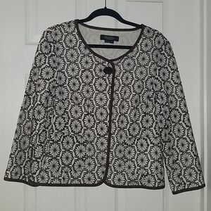 Peck & Peck brown white cropped jacket Sz 14
